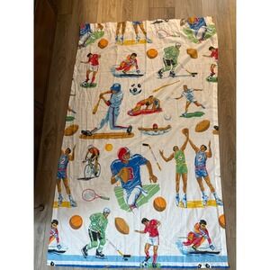 Vintage Perfect Fit Industries All Over Sports Print Curtains Kids Room 2 Panels